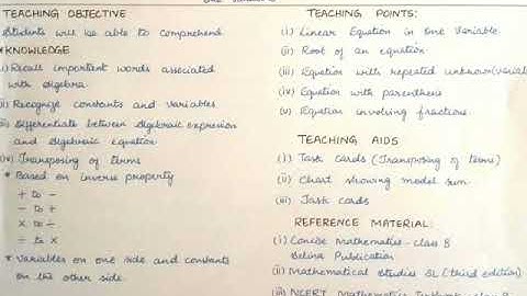 Math Lesson Plan - Linear Equations in One Variable