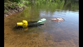 : Rc boat launch! feilun-ft009 speed racing boat ,scale rc 4x4 truck.