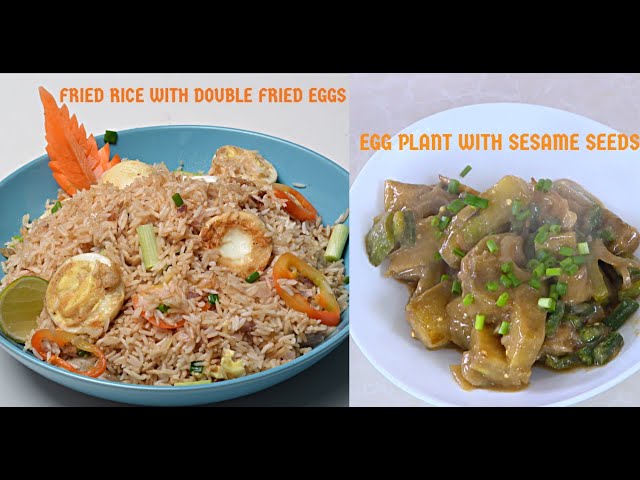 fried rice with double fried eggs & big brinjal with sesame seed flavor | Vahchef - VahRehVah