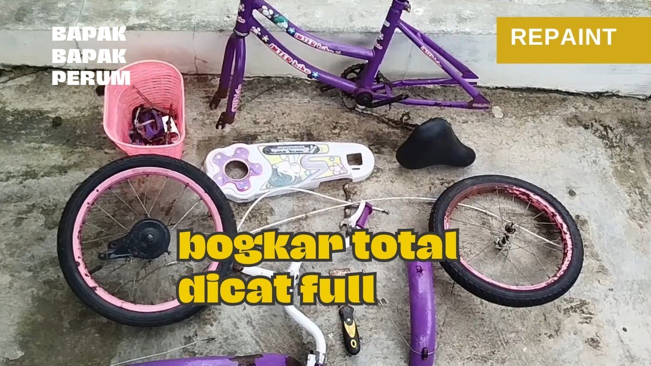 Mengecat sepeda dengan pilox, restorasi sepeda anak