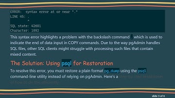 How to Fix the COPY from stdin failed Error in PostgreSQL When Restoring from a SQL File