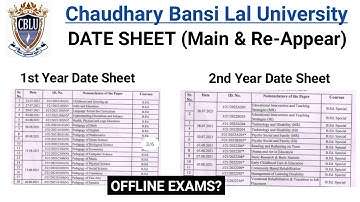 CBLU B.Ed. Date Sheet 2021 || 1st & 2nd Year (Main/Re-appear) || Chaudhary Bansi Lal University ||