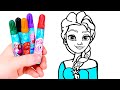 Dibuja y Colorea a Elsa 👸❄🎨 Dibujos para pintar