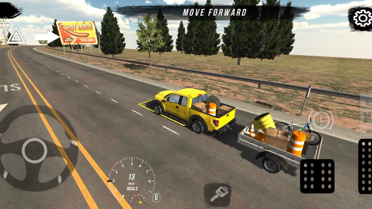 Pickup with mini trailer driving & parking CPM level 45
