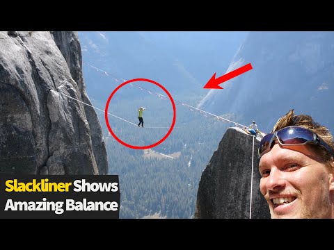 German slackliner balances on 1,500-foot-high line