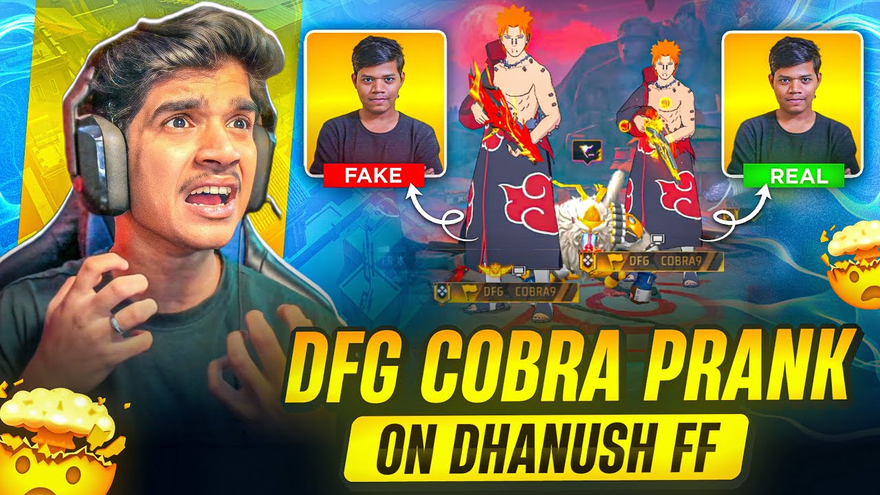 😎DFG COBRA PRANK 😱ON DHANUSH FF | 1V4🔥 | FREE FIRE IN TELUGU 