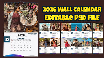 2026 Calendar PSD File Download | Wall Calendar 2026 PSD Template | Custom Photo Wall Calendar 2026