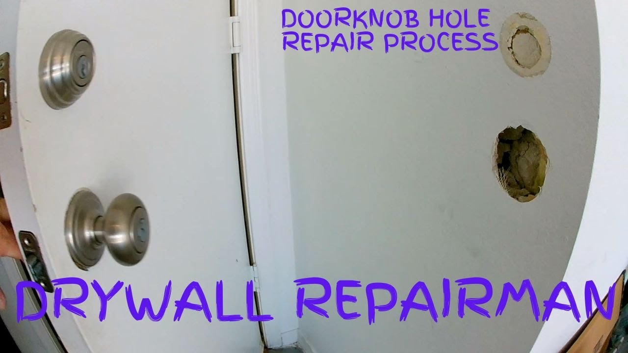 How to repair door knob hole in wall Step by step drywall repair