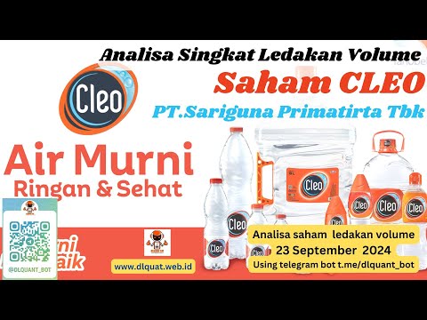 Analisa Saham Ledakan Volume CLEO , PT. Sariguna Primatirta Tbk, 23 September 2024