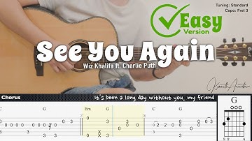 See You Again (Easy Version) - Wiz Khalifa ft. Charlie Puth | Fingerstyle Guitar | TAB+Chords+Lyrics