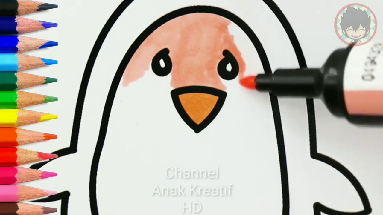  Belajar  Menggambar  Dan  Mewarnai Hewan  Pinguin YouTube