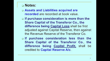 Accounting Entries in the books of Transferee Company
