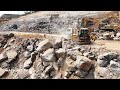 Amazing 90% Huge Stone Moving By Power Bulldozer Excavator For Mountain Road Building Technology