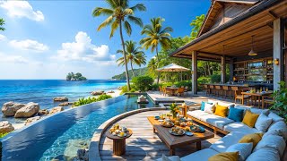 ☕ Relaxing Bossa Nova & Ocean Waves at a Luxury Beach Cafe | Chill Morning Music for Work & Study