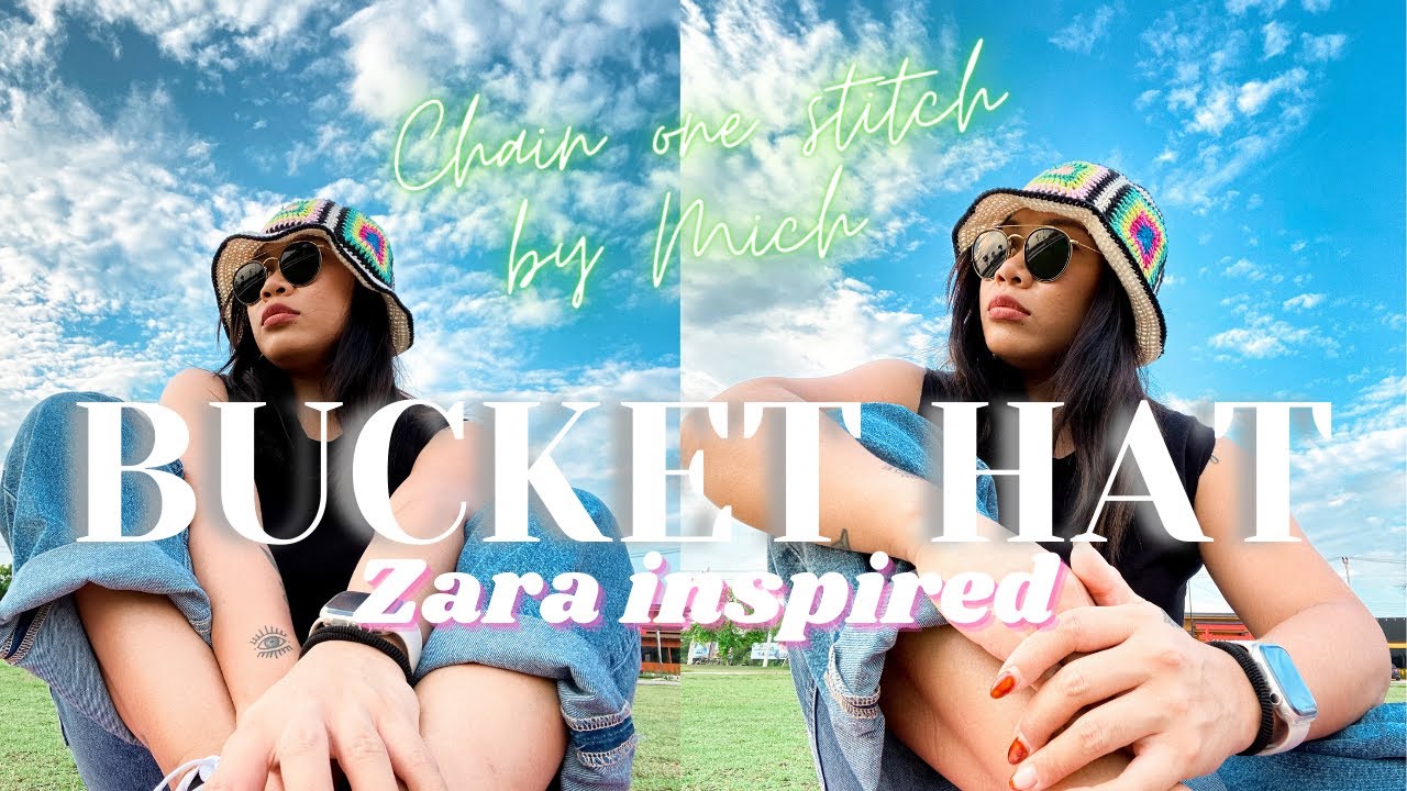 Bucket hat Zara inspired - solid granny square , crochet  display picture 3