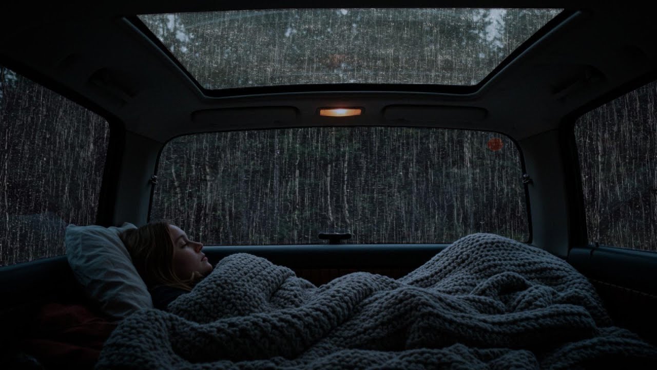 Rain Sounds & Thunder on Cozy Car ⛈️ Perfect Ambience for Deep Sleep ...