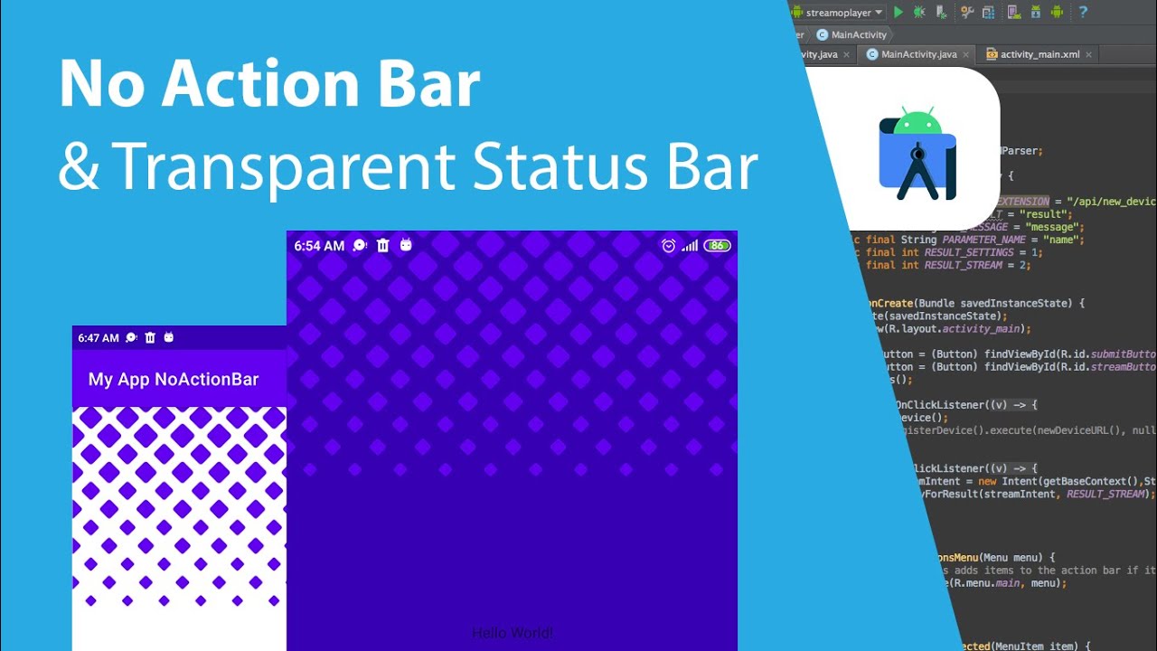 No Action Bar  Transparent Status Bar