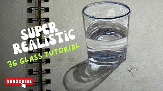 3D realistic glass charcoal | How to draw realistic glass | step by step tutorial