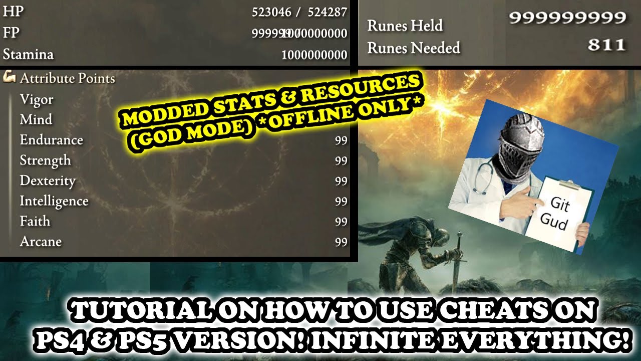 How To CHEATS on Elden Ring PS4 & PS5 [God Mode, Infinite Stats Runes HACKS/MODS]! *EASY - YouTube