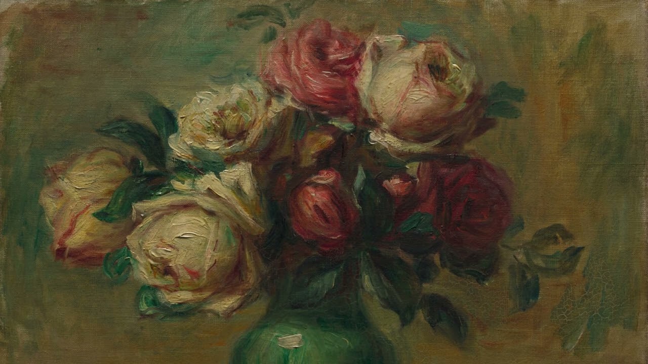 Roses in a Vase (1880) by Pierre-Auguste Renoir