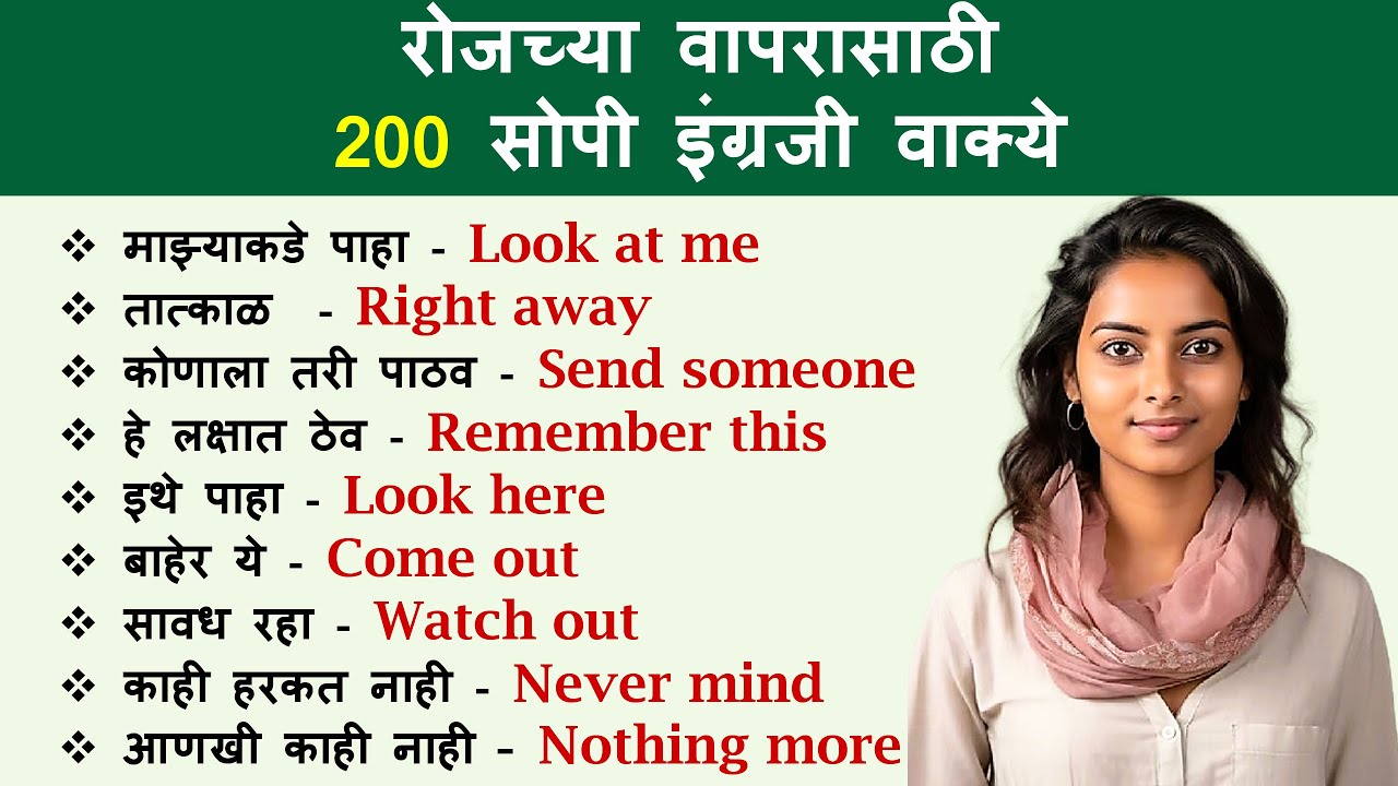 200 Daily Use English Sentences |  Spoken English in Marathi
