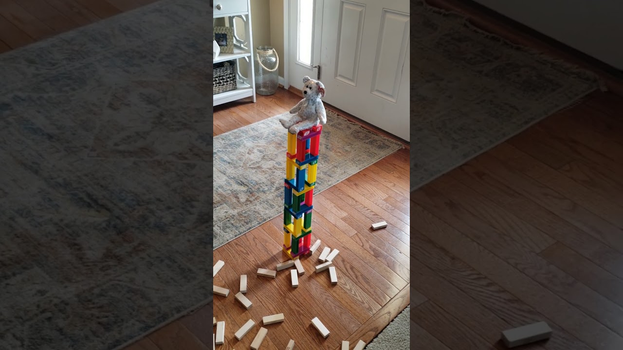 The twenty story Jenga tower collapses