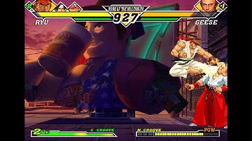 Ryu, Kyo Kusanagi, and Terry Bogard vs. M. Bison, Rugal Bernstein, and Geese Howard - CVS2