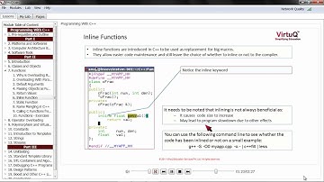 Programming with C++ - Function Inlining