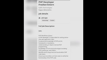 PHP Developer Intern#fresher #experienced #getemployed #youtubeshorts #phpdevelopers #developerjobs