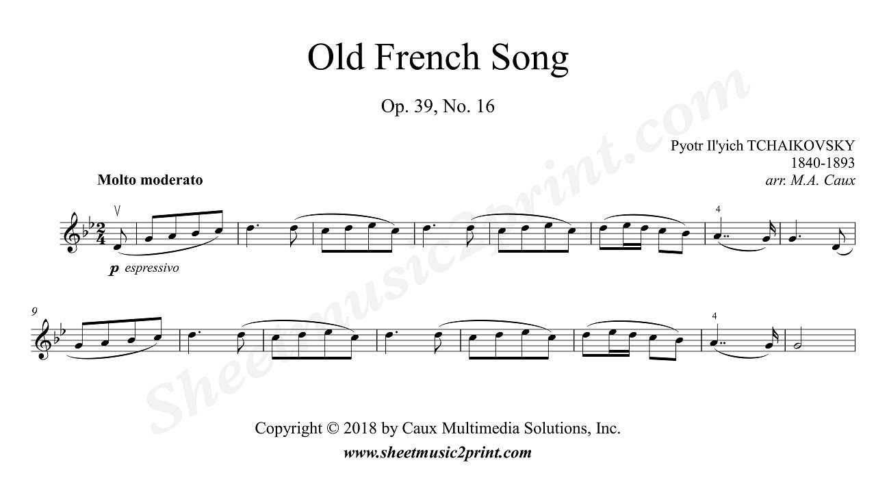 Tchaikovsky : Old French Song, Op. 39, No. 16 - Violin - YouTube