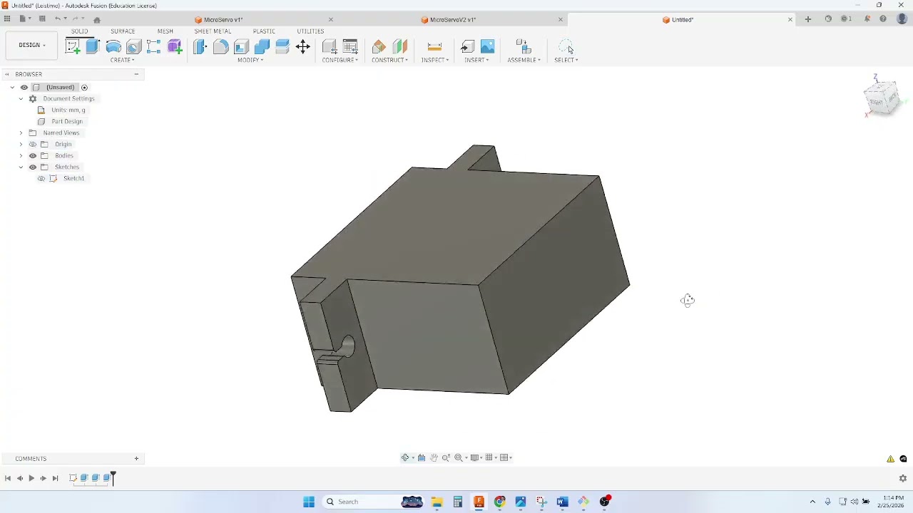 MicroServo Fusion CAD Part 1