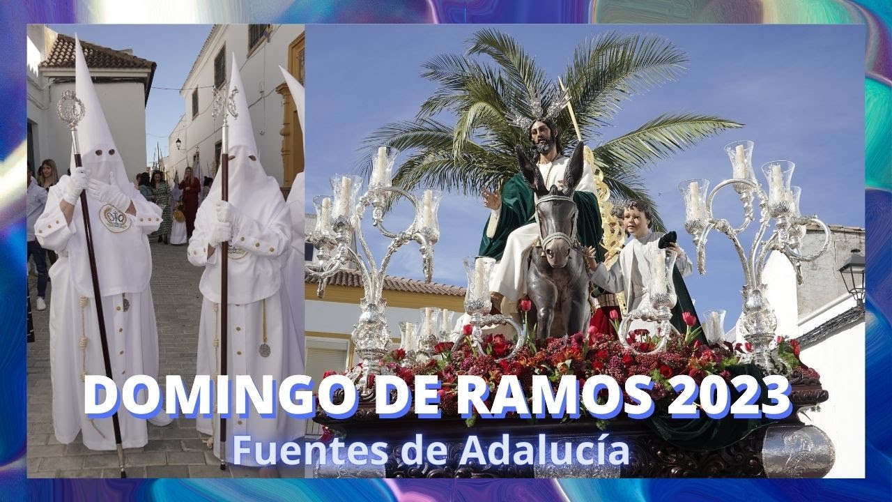 DOMINGO DE RAMOS EN FUENTES 2023. Primera salida de la Borriquita como hermandad y con nazarenos.