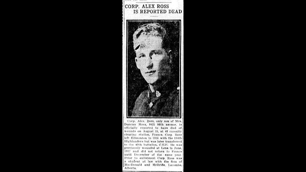 904398 Cpl. Alexander Everett Ross, 49th Battalion (E.R.)