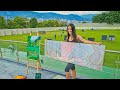 Cute beautiful girl talks about painting in virtual reality video (180VR 3D 5k / 4K) 360 VR