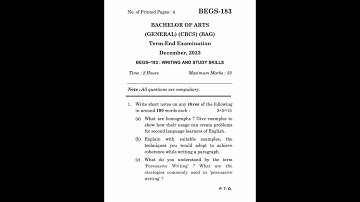 BEGS-183 Dec 2023 | IGNOU Previous Year Question Paper