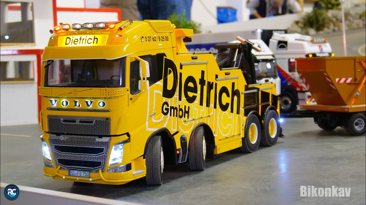 DETAILED MAN TRUCKS, CONSTRUCTION VEHICLES WORKING! MEGA REMOTE CONTROL TAMIYA VOLVO TOW TRUCK