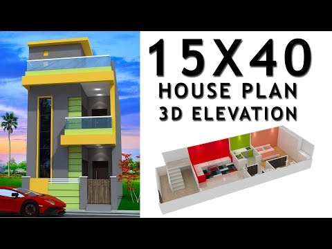 15X40 House  plan  with 3d  elevation by nikshail
