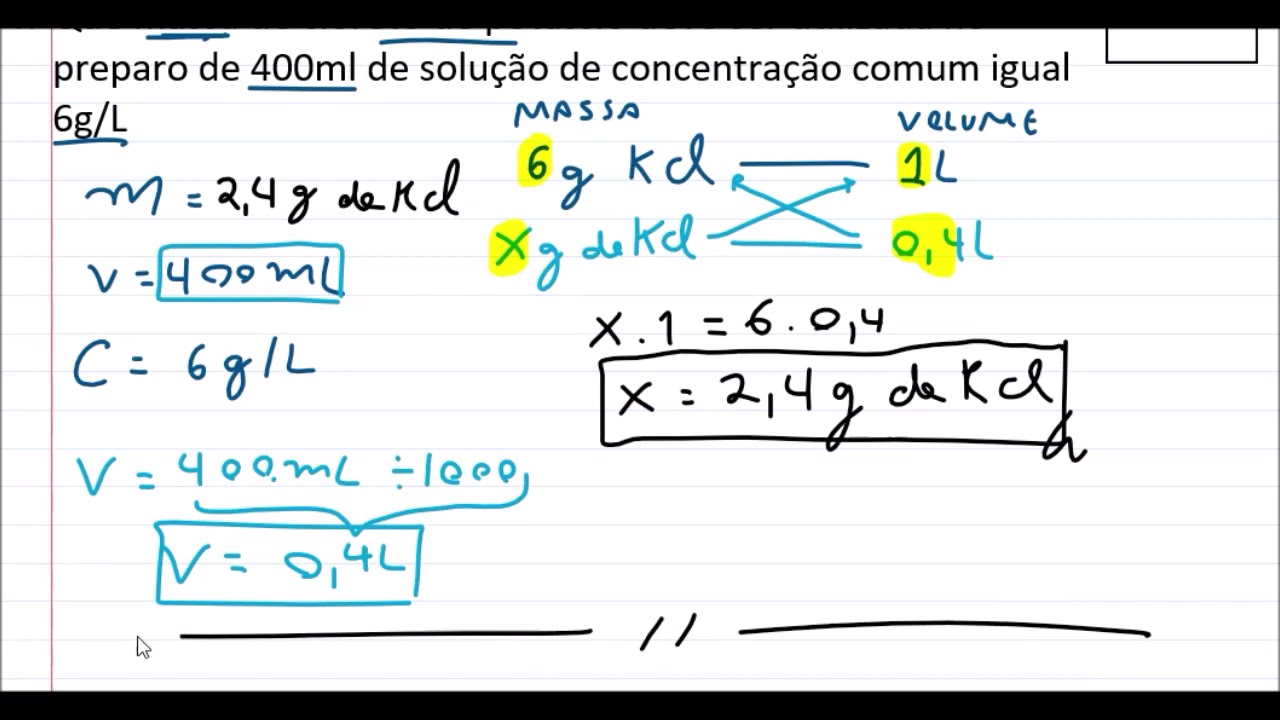 Como Calcular Concentração Por Regra De Três E Por Fórmula Química