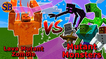 Mutant Lava Zombie vs Mutant Monsters | Minecraft Mob Battle