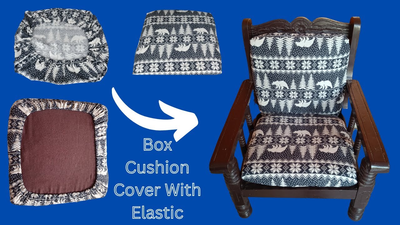 DIY-Box Cushion Cover With Elastic / How To Make Box Cushion Cover For  Sofa/Chair 