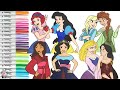 Disney Princess Coloring Book Compilation Color Swap Anna Elsa Mulan Elena Ariel Snow White