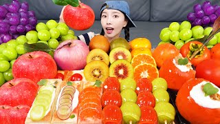 : [Mukbang ASMR] Fruit Party  Shine Muscat Grape Tanghulu Kiwi Ripe Persimmon Greek Yogurt Ssoyoung