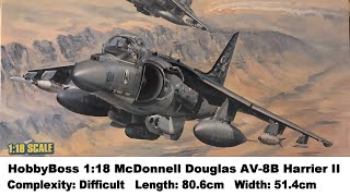 Large Scale! HobbyBoss 1:18 McDonnell Douglas AV8B Harrier II Kit Review