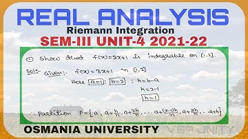 #Show that f(x)=3x+1 is integrable on [1,2] | Riemann Integration | Real Analysis | OU