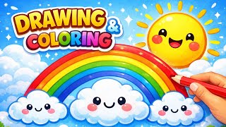Cute Cloud Drawing step by step for kids and Toddlers|| How to draw a cute Cloud 🌦 ☁️ 😶🌫️