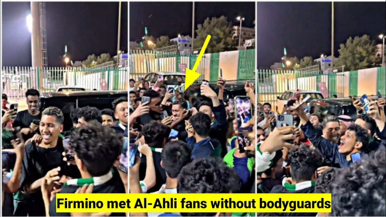 ⁣Crazy reaction of Al-Ahli fans when they meet Roberto Firmino