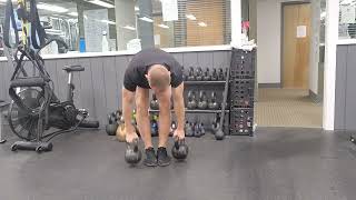 Double Kettlebell Pendlay Row (KBs outside the legs)