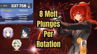 7 Limited Cost Diluc 8 Melt Plunges Rotation 339k DPS | Genshin Impact