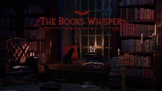 Gothic Library | rain, thunder, page-turning, whispers | ASMR Ambience | No AI
