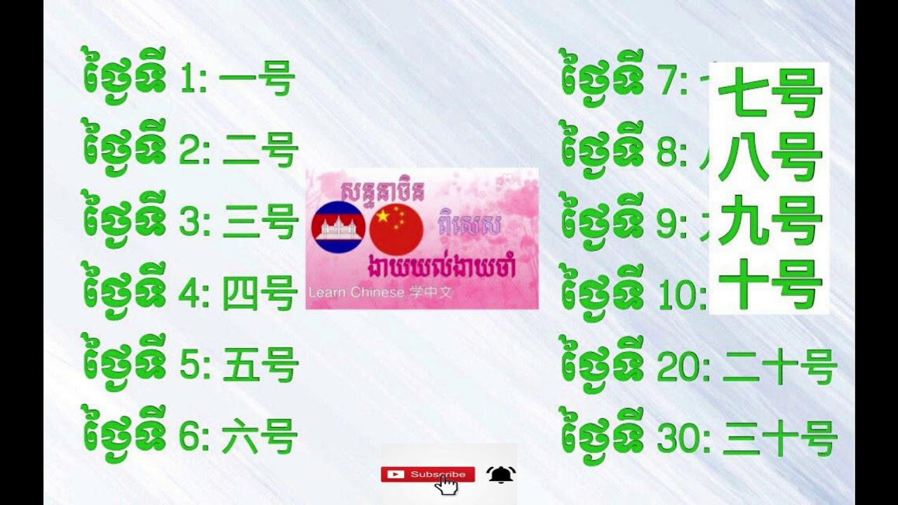 [Learn Chinese 学中文] ថ្ងៃ ខែ ឆ្នាំ​ ជាភាសារចិន